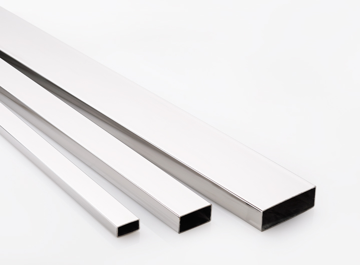 steel tubes and pipes on a white base